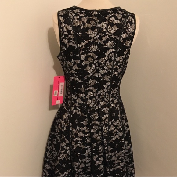 NWT Betsey Johnson Little Black Lace & Leather Dress - Picture 2 of 4